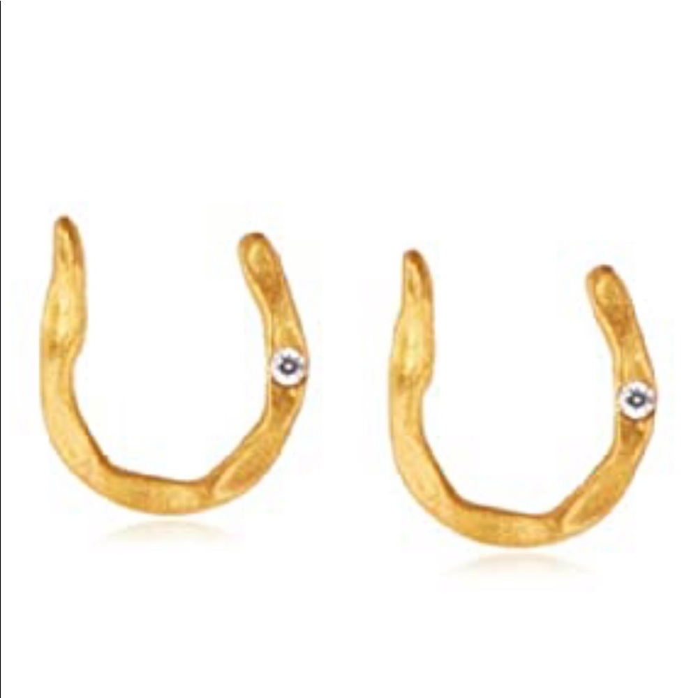 Kevia Iconography dainty Horseshoe Studs w/tiny inlaid diamond